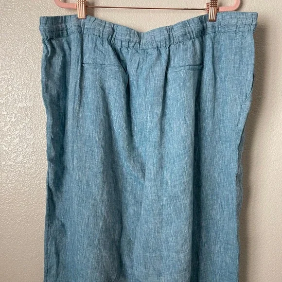 Charter Club Pants Womens XXL Blue 100% Linen Wide Leg Lagenlook Beach Coastal - Picture 6 of 11